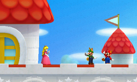 The Mario Bros. waving Peach goodbye