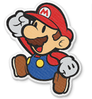 Mario jumping in Paper Mario: The Origami King.