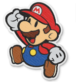 Mario jumping in Paper Mario: The Origami King.