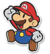 Mario jumping in Paper Mario: The Origami King.