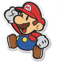 Mario jumping in Paper Mario: The Origami King.