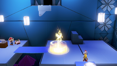 A folded ? Block containing a 1,000-Fold Arms Magic Circle, found in Origami Castle in Paper Mario: The Origami King.