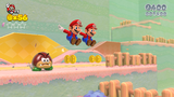 Double Mario doing a long jump.