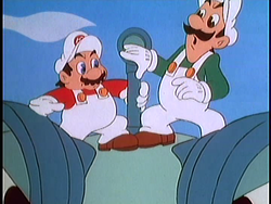 Scene where "Splish Splash" plays as Super Mario and Luigi put a stop to Koopa-Nemo's plans.