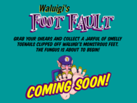 A screenshot of an Adobe Flash advertisement for the game Waluigi's Foot Fault.