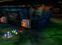 A setup for a Golden Banana for Diddy Kong in Creepy Castle.