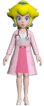 Animated image of Dr. Peach from Dr. Mario World