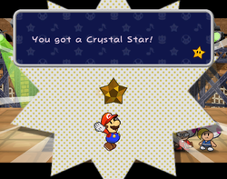 Mario getting the Gold Star in Glitz Pit of Paper Mario: The Thousand-Year Door.