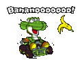 Yoshi spinning out from a Banana.