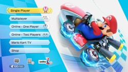 The Main Menu of Mario Kart 8, as of version 3.0