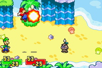 Screenshot of the Advanced Fire Bros. Bros. Attack in Mario & Luigi: Superstar Saga