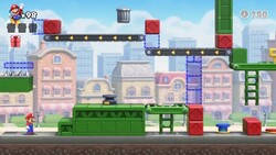 Screenshot of Expert level EX-1 from the Nintendo Switch version of Mario vs. Donkey Kong