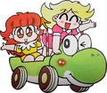Peach and Daisy riding Yoshi Kart Super Mario World! Mario Open Golf, cover