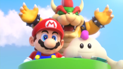 Image of a Triple Move involving Mario, Bowser, and Mallow, from Super Mario RPG (Nintendo Switch)