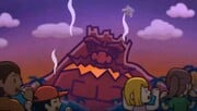 Volcano Wario spitting Wario out after getting defeated