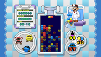 Gameplay of Dr. Mario Online Rx with Dr. Mario as the character.