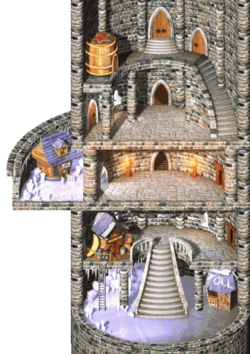 The map of K. Rool's Keep in Donkey Kong Country 2 for the Game Boy Advance.
