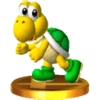 A trophy of a Green Koopa Troopa from Super Smash Bros. for 3DS.