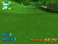 Hole 2 of Lakitu Valley from Mario Golf: Toadstool Tour.