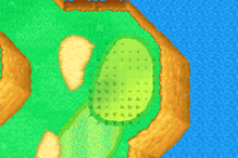 The green from Hole 9 of the Mushroom Course from Mario Golf: Advance Tour