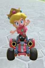 Baby Peach performing a trick.