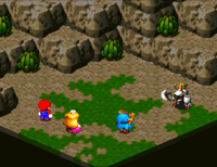 Geno hits a Shogun for 9999 damage with Geno Whirl in Super Mario RPG: Legend of the Seven Stars