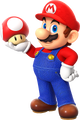 Mario holding a Super Mushroom