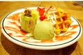 Chijō Stage Waffle from Tower Records Cafe in Omotesandō, during the Super Mario Bros. 30th Anniversary collaboration event
