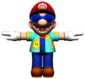 A model of Mario wearing the Sunshine Outfit from Super Mario Odyssey