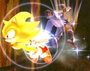 Super Sonic in Super Smash Bros. Brawl (left) and Super Smash Bros. for Wii U (right).