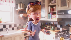 The woman from the Super Mario Bros. Plumbing commercial confused by a script line.