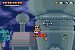 Wario riding past a Mayubird