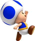 Artwork of Blue Toad jumping in New Super Mario Bros. Wii