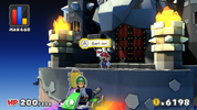 Mario is about to board Luigi's kart