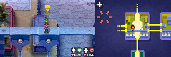 9th block in Peach's Castle of Mario & Luigi: Bowser's Inside Story + Bowser Jr.'s Journey.