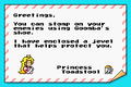 Toadstool's letter upon completing Water Land