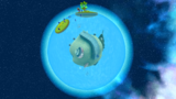 A screenshot of Drip Drop Galaxy during the "Giant Eel Outbreak" mission from Super Mario Galaxy.