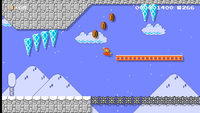 A snow theme in the Super Mario Bros style with icicles