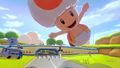 Mario gliding towards the tunnel