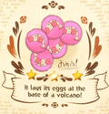 "It lays its eggs at the base of a volcano!" discovery from Bafloonder Habitat in Yoshi and the Mysterious Book