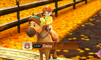 Princess Daisy riding on a horse in Advanced difficulty from Mario Sports Superstars
