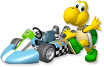 Artwork of Koopa Troopa with his kart from Mario Kart Wii