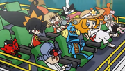 The group landing on the tour bus