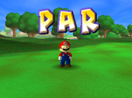 Mario receiving a par in Mario Golf.