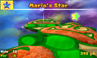 13th hole in Mario's Star course. It depicts four Goombas (three of them in a Goomba Tower) and a Tail Goomba.