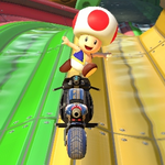 Toad performing a trick. Mario Kart 8.
