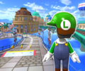 The course icon of the T variant with the Luigi Mii Racing Suit