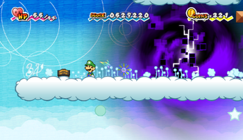 Second treasure chest in Overthere Stair of Super Paper Mario.