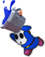 A blue Paint Guy carrying blue paint in Paper Mario: Color Splash.