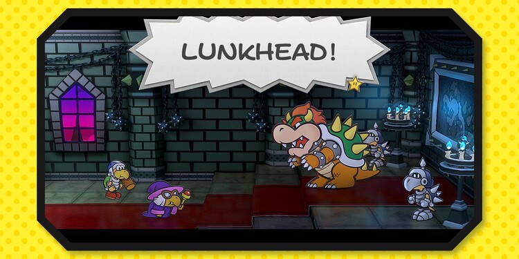 Image of Bowser yelling at Kammy Koopa shown with the fourth question of the Paper Mario Personality Quiz.